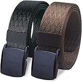 WYuZe 2 Pack Nylon Belt Outdoor Military Web Belt 1.5" Men Tactical Webbing Work Belts for Men