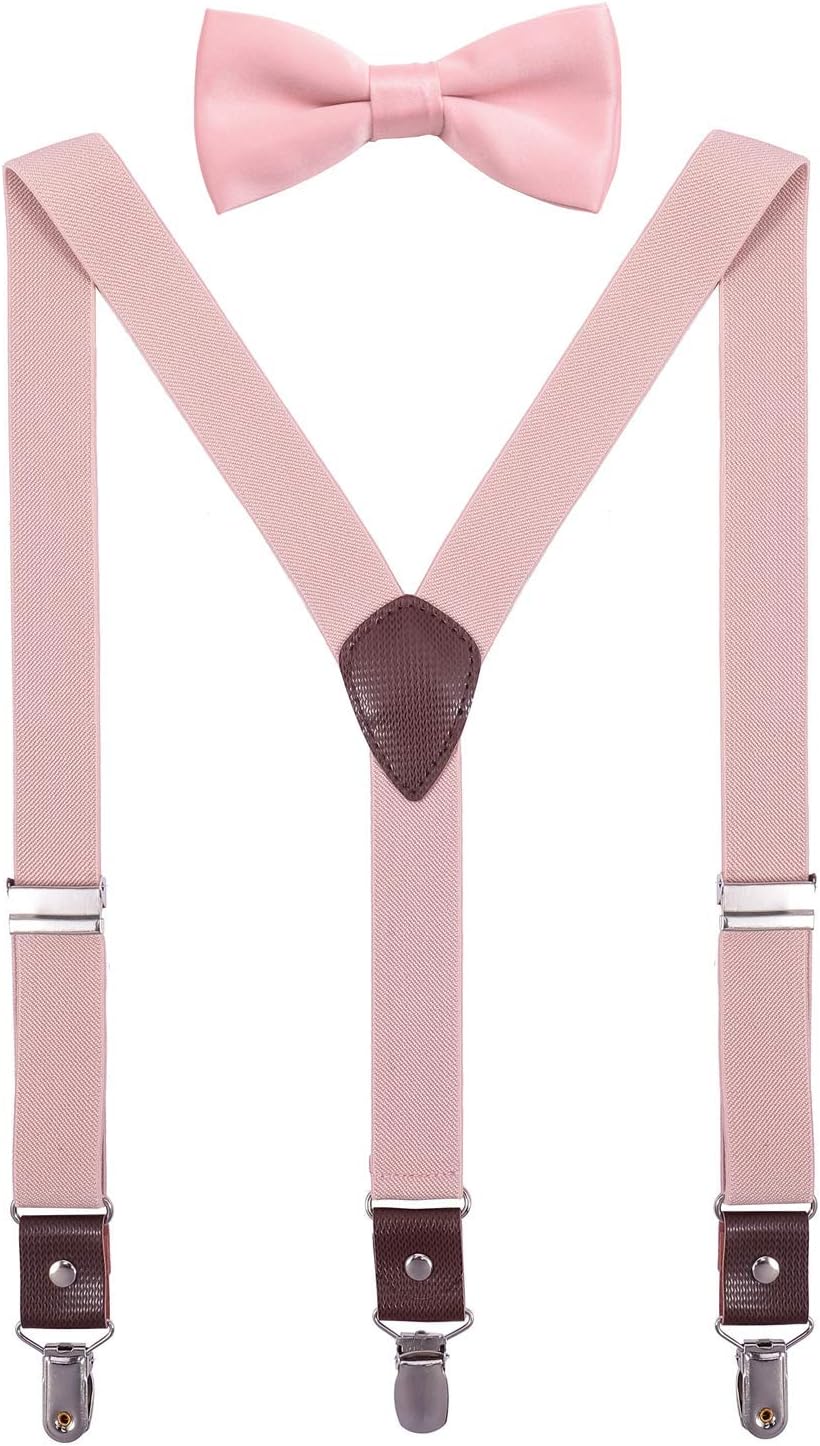 ORSKYMen Boys Bow Tie and Suspenders Set Adjustable Elastic