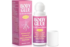 BONDTECH Body Glue for Clothes & Skin 2.54 Oz, Body Adhesive Roll on, Strong Fashion Glue, Sweat Resistant, Water Wash Off for Dancers, Socks, Leotards, Bras, Wigs, Costumes
