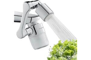 ILOVEFIDGET LoveFidget Sink Faucet Aerator With Water Filter - Includes 5 PP Filter Replacements - 1080° Swivel Solid Brass Robotic Joint Arm, Dual Spray Mode, Splash-Proof (Faucet Head + 5 replacement PP filter)