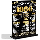 Black 40th Birthday Decorations for Women Man Back In 1986 Black Acrylic Sign 40 Year Old Table Poster With Stand Party Supplies 1986 Birthday Decorations for Display Holder Table