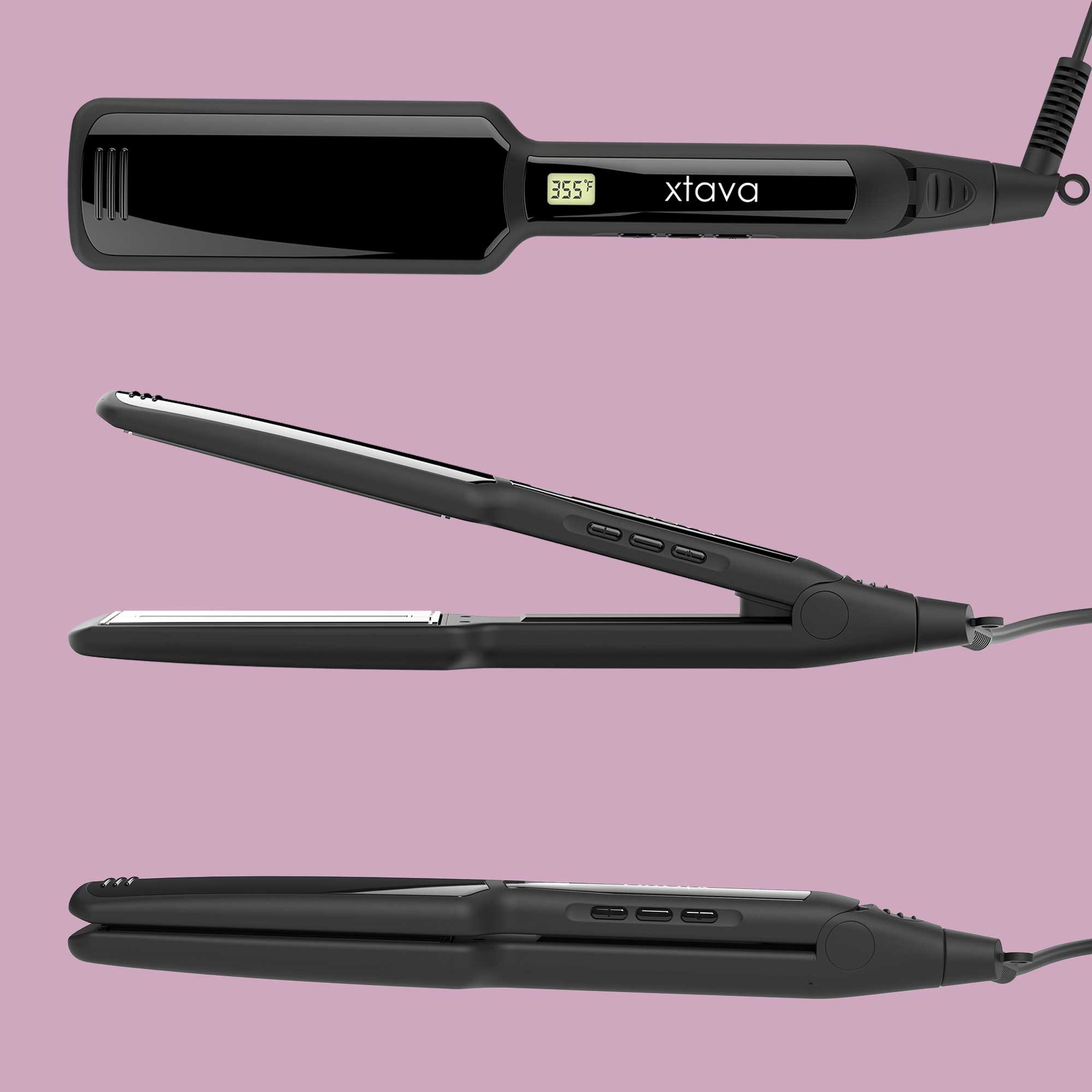 xtava Infrared Flat Iron Hair Straightener - Professional 2 Inch Dual Voltage Ceramic Flat Iron with Temperature Control For All Hair Types - Flat Iron for Hair with Auto Shut Off with Travel Case