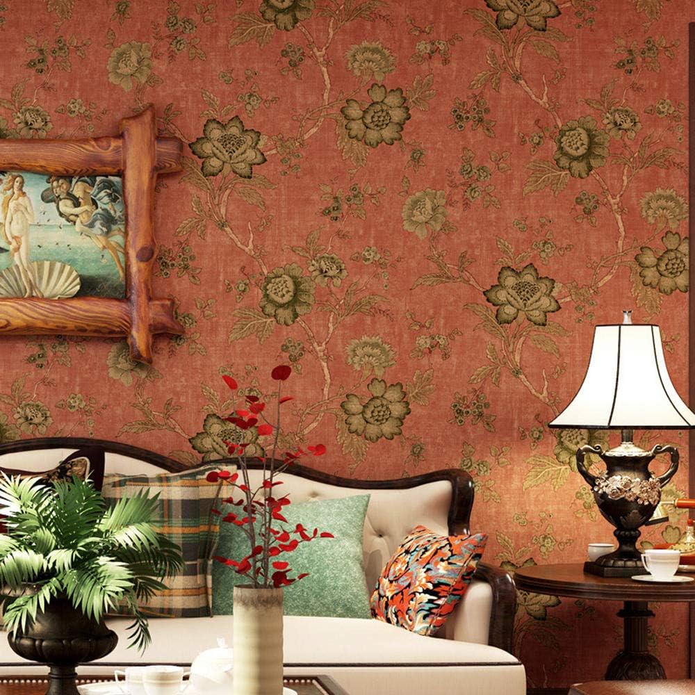 Qingmo Vintage Garden Flower Vine Wallpaper Non Woven Fabric