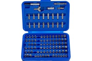 NEIKO 10048A Security Bit Set 100-Piece Set Cr-V Steel 1/4-inch Adapters Phillips Slotted Hex Torx Star Tamperproof Pozi Square Spanner Torque Tri-Wing Clutch Spline Wing Nut, Security Torx Bit Set