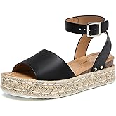Athlefit Women's Platform Espadrille Wedge Sandals Comfortable Open Toe Buckle Sandals for Summer Casual