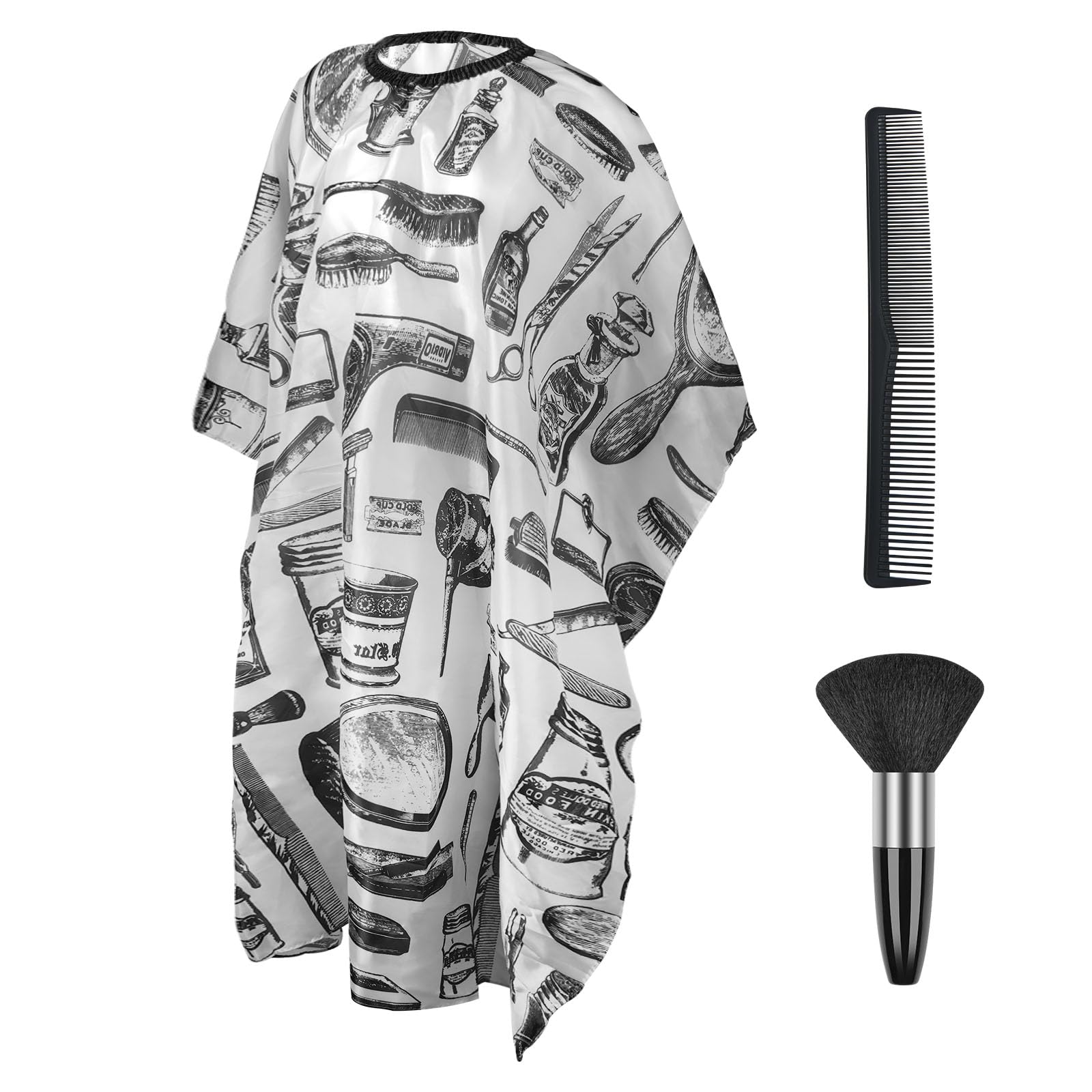 LOPHE Hairdressing Gown Barbers Cape, Salon Cape Apron with Neck Duster Brush and Hairdressers Comb, Waterproof Unisex Cutting Gowns for Hair Styling, Cuts and Colours, Barber Accessories, B
