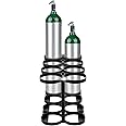 KOKAND Detachable Oxygen Tank Holder (8) for E, D, M9/C Size Cylinders - Heavy Duty Metal Storage Rack - Portable Oxygen Tank Carrier for Travel & Vehicle Use (Black) (4.5" Wide Slots)