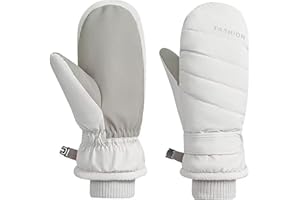 IZUS Women Ski-Gloves Non-Slip-Leather Mittens - Plus-Velvet-Thickened Mitt Water-Repellent Cold-Weather Gloves Outdoor Winter