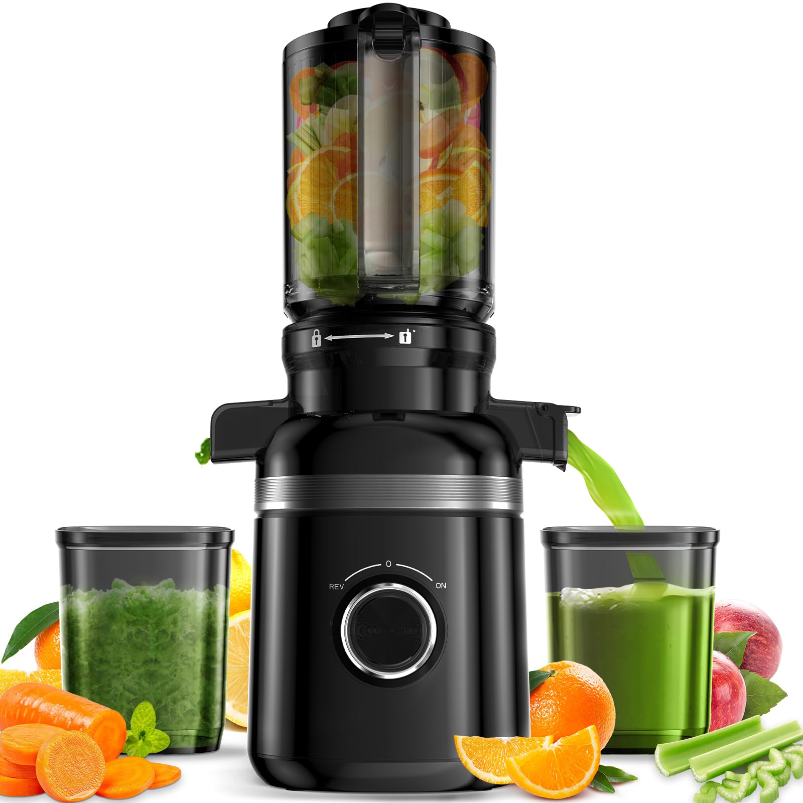 Photo 1 of GlowWise Juicer Machines Cold Press Juicers - 4.4 Extra Wide Feed Chute, Masticating Juicer Machine for Vegetable and Fruit, Quiet, Easy to Clean & Assemble