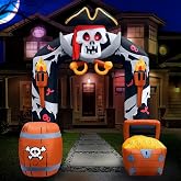 inslife 9.5FT Halloween Inflatables Pirate Skull Archway Outdoor Decoration
