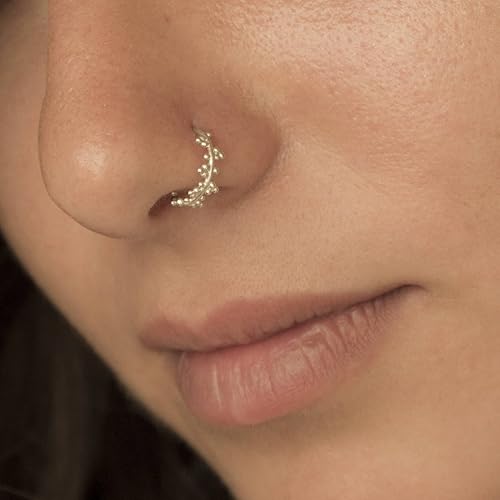 Silver Nose Ring, Indian Style Asymmetric 925 Sterling