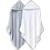 BAMBOO QUEEN 2 Pack Baby Bath Towel - Rayon Made from Bamboo, Ultra Soft Hooded Towels for Babies,Toddler,Infant - Newborn Essential -Perfect Baby Registry Gifts for Boy Girl
