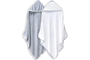 BAMBOO QUEEN 2 Pack Baby Bath Towel - Rayon Made from Bamboo, Ultra Soft Hooded Towels for Babies,Toddler,Infant - Newborn Essential -Perfect Baby Registry Gifts for Boy Girl