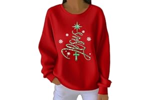 GENERIC Christian Christmas Sweatshirts for Women Oversized Crew Neck Tree Sweater Long Sleeve Pullover Tops Faith Shirts