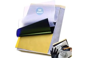 Tattoo Transfer Paper - Autdor 50 Sheets A4 Thermal Stencil Paper for Tattooing DIY Clear Tattoo Stencils Compatible with Thermal Printers & Tattooing Supplies
