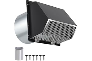 7Inch Wall Vent with Screen and Damper,Galvanized Steel Hooded Wall Vent Cover Cap Exhaust Vent Cover Outside,Exterior Vent H