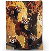 Ti Caldi Autumn Red Panda Family Blanket Soft Cozy, Lightweight & Fluffy Flannel Throw Blankets - Perfect for Couch, Bed, Travel - Warm Home Decor for Indoor & Outdoor Use 60"x50"