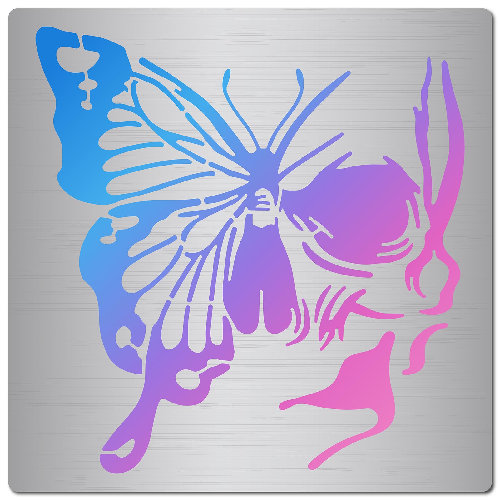 GORGECRAFT 6.3" x 6.3" Skull Face Butterfly Reusable Metal Stainless Steel Stencil Skeleton Journal Template Ornament for Halloween Engraving Scrapbooking Wood Burning Painting DIY Projects