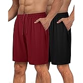 2 Pack Mens Gym Basketball Shorts - Athletic Black Workout Quick Dry Shorts with Pockets for Casual Running
