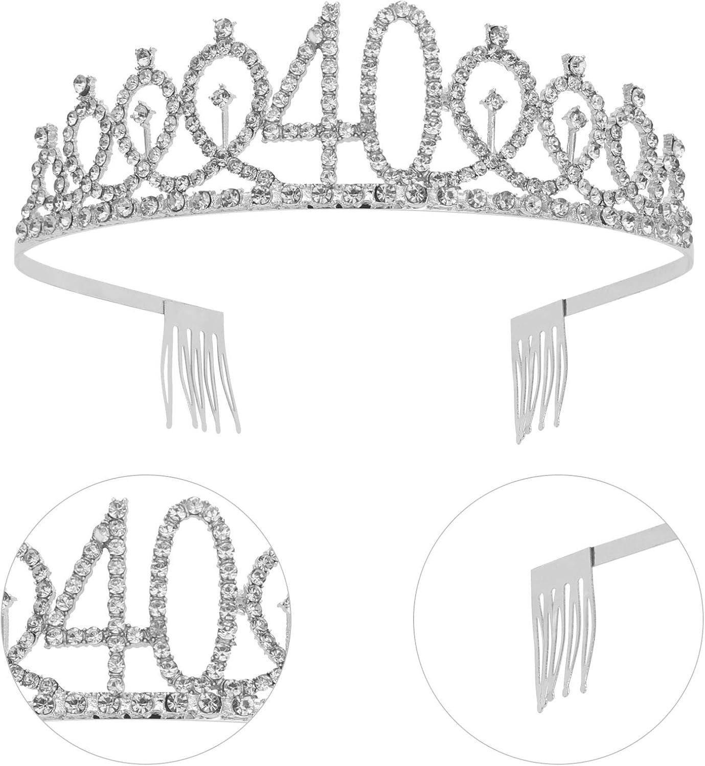 SUSSURRO "40 and Fabulous Sash and Rhinestone Tiara Set,40th Birthday Gifts Birthday Sash for Women Birthday Party Supplies( Silver) - Image 4