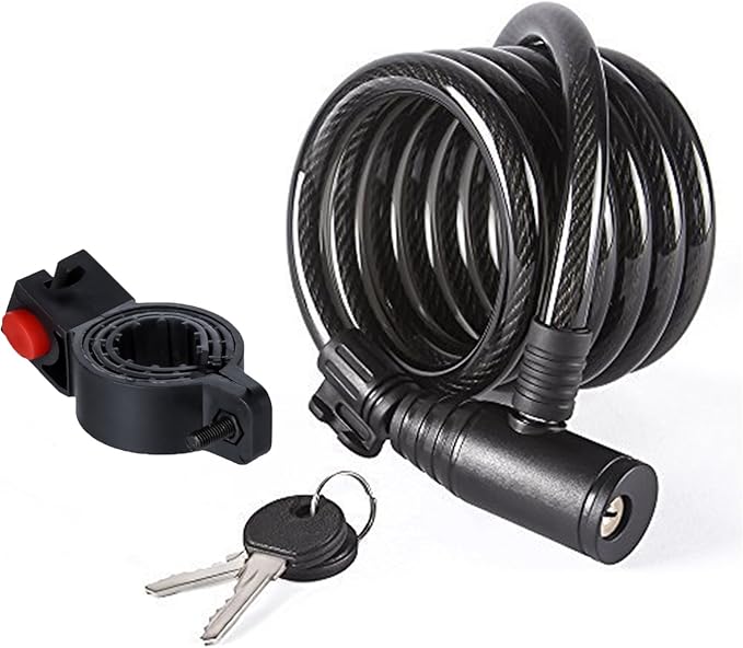 Etronic Security Lock M6K Self Coiling Keyed Cable Lock, 1