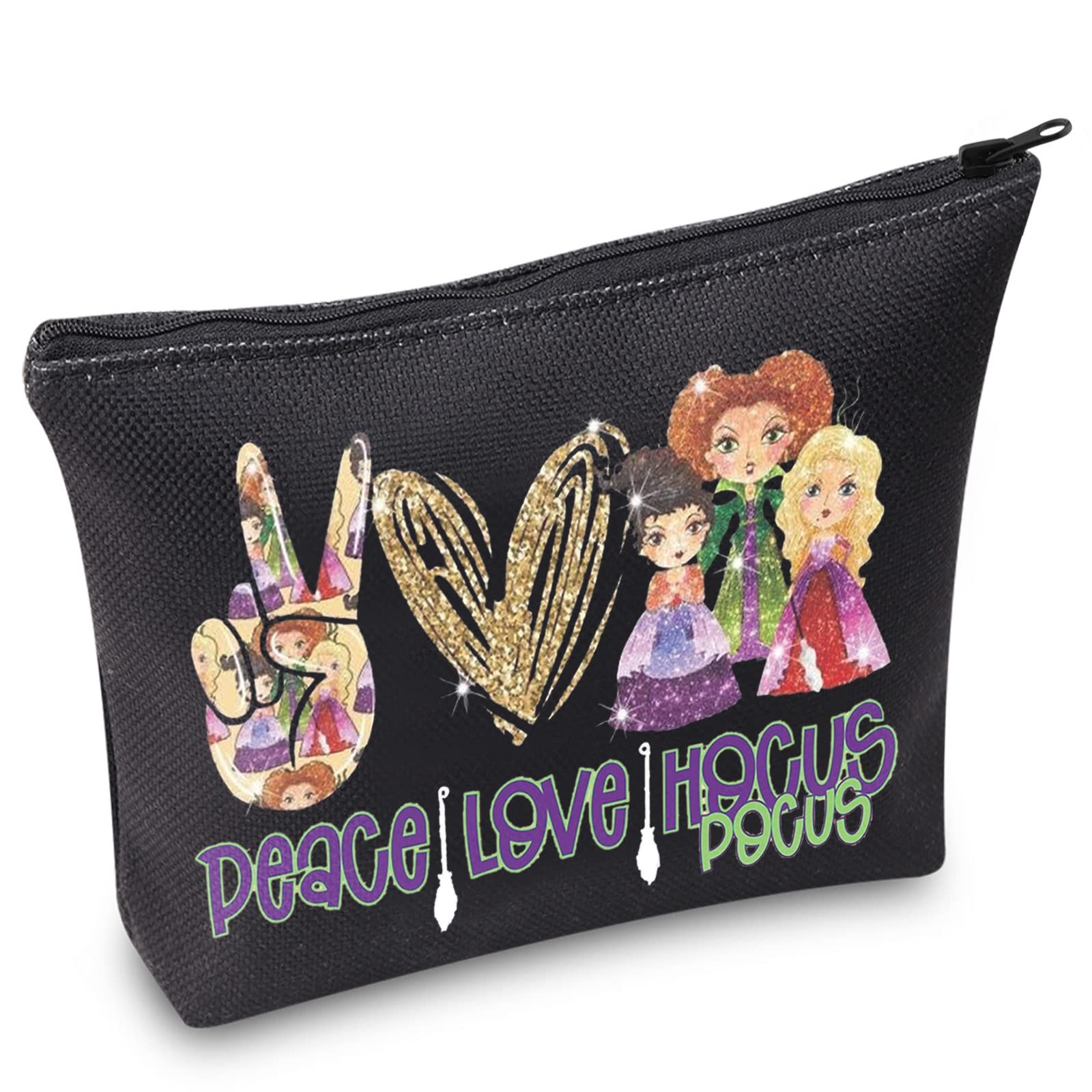 WZMPA Hocus Movie Cosmetic Bag Witch Sisters Fans Gift Peace Love Hocus Makeup Zipper Pouch Bag For Women Girls, Peace Hocus