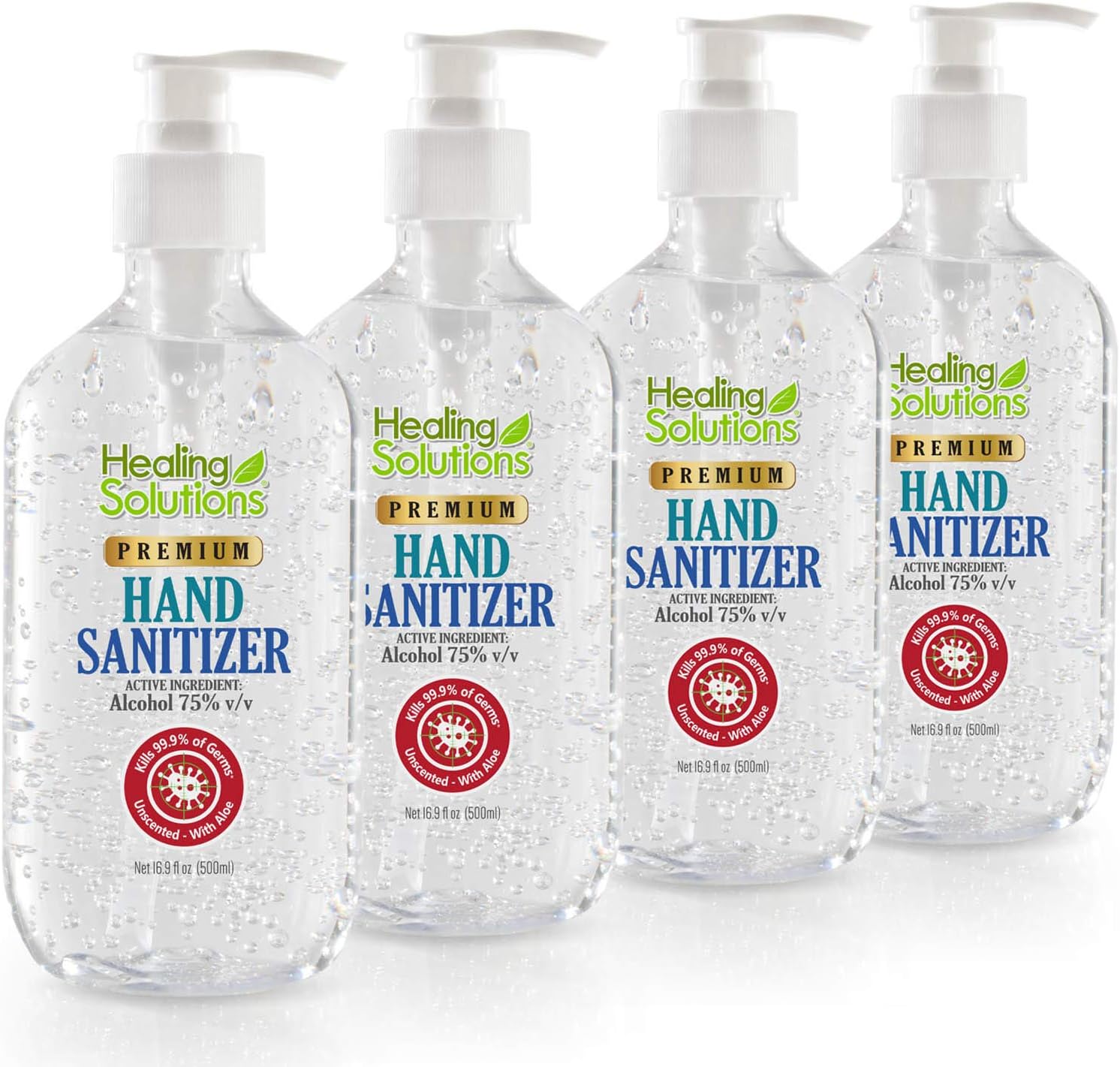 Hand Sanitizer Gel (2 Pack x 16.9oz) - 75% Alcohol - Kills 99.99% of Germs - Scent Free Antibacterial Gel with Vitamin E & Aloe for Moisturizing : Beauty