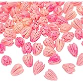 PATIKIL 50 Pcs Coral Flower Beads, 9x7mm Artificial Jasmine Flower Shell Floral Spacer Beads for Jewelry Making DIY Crafts Necklace Bracelet Earring Accessories, Rose Red