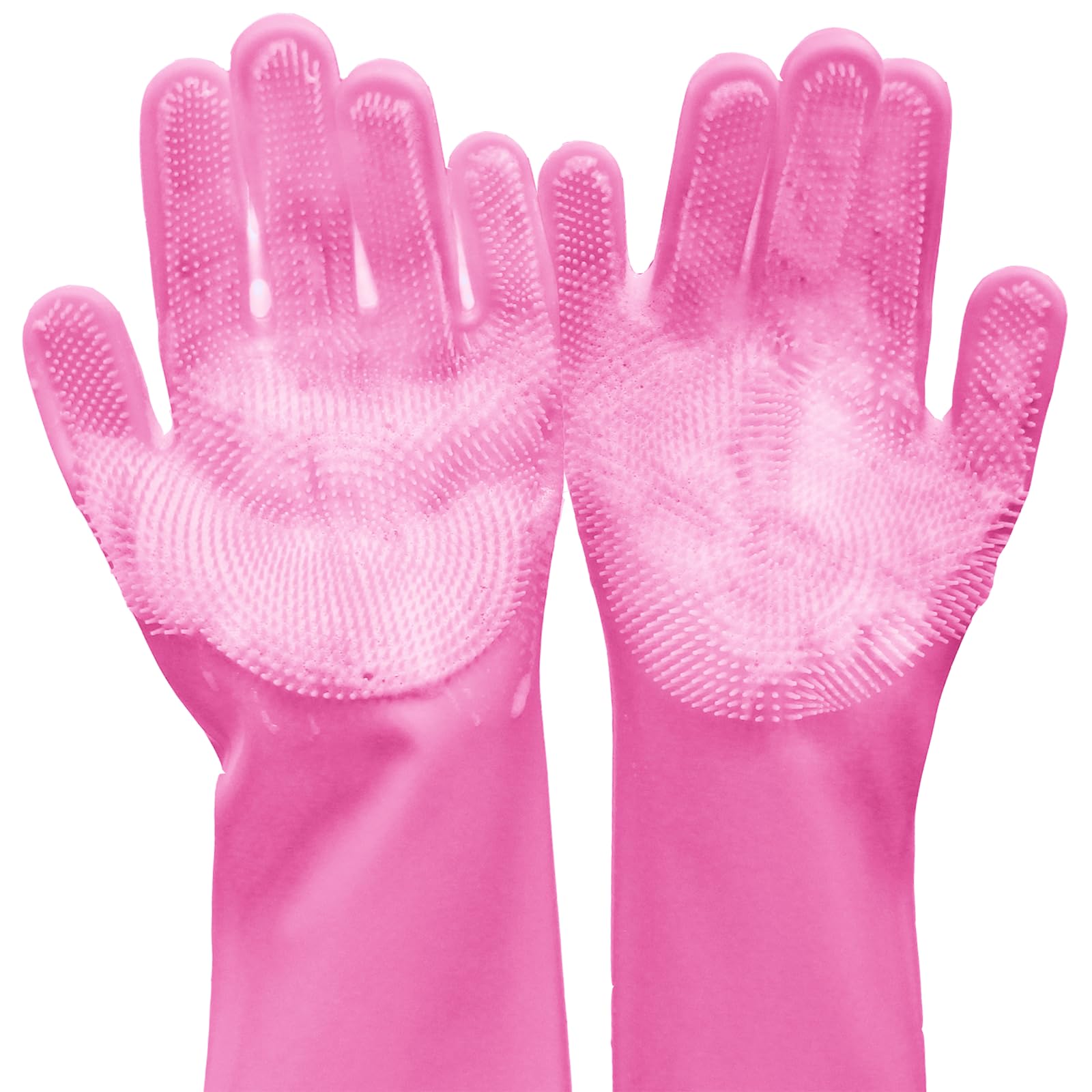 Photo 1 of Yintoper Pet Grooming Gloves, Dog Bathing Gloves with High-Density Teeth, Heat Resistant Silicone Cat Hair Remover with Enhanced Five Finger Design, Bathing and Massaging for Dogs and Cats (Pink)