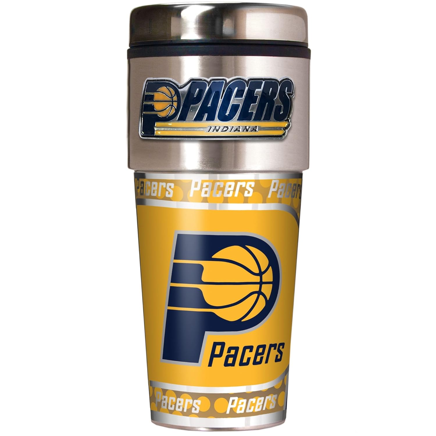 NBA Metallic Travel Tumbler Stainless Steel and Black Vinyl 16 Ounce