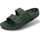 BEMGNAR Men’s Lightweight Comfort Slides Double Buckle Slip-on Adjustable EVA Orthopedic Flat Sandals