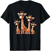 Giraffe Family Sunglasses Safari Zoo Lover Cartoon Giraffes T-Shirt
