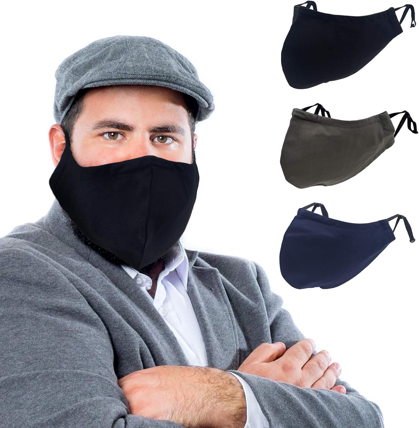 TUFF Face Mask XL Large Adult Size 3 Pack 2 Layer Cotton