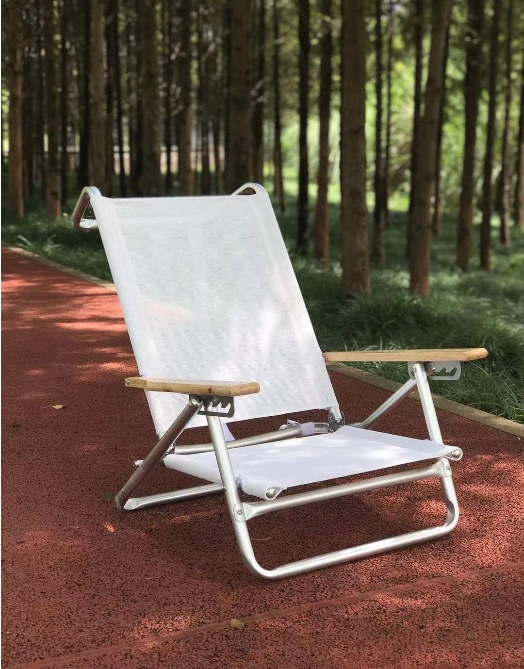 Amazon Chanodugリクライニングビーチチェア５ポジションホワイトフォールディングチェアローチェア Chanodug Outdoor チェア