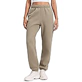 CRZ YOGA Cotton Fleece Lined Jogger Sweatpants Women 28" - Casual Lounge Travel Pants with Pockets Winter Warm