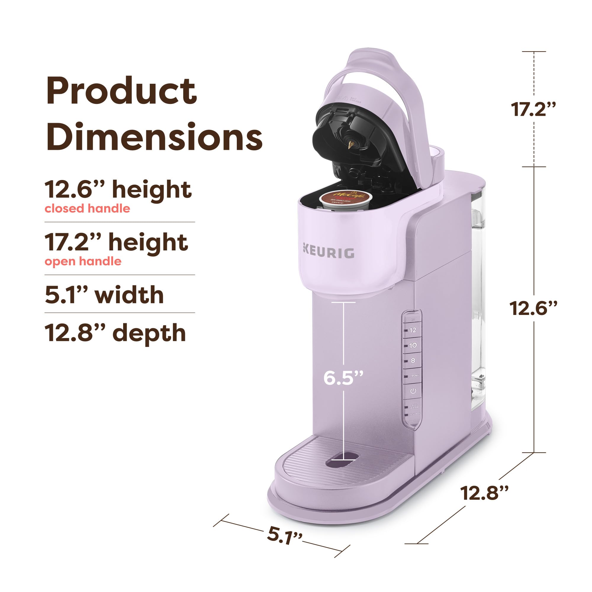 Keurig K-Express Cafetera de cápsulas K-Cup de una sola porción, 3 tamaños de preparación, función de botón fuerte, depósito extraíble de 42 oz, lavanda