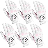 FINGER TEN Women’s Golf Gloves Ladies Left Hand Right Handed Golfer Value 6 Pack, All Weather Rain Grip Glove Pink Fit Small Medium Large XL