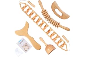 XOKOCLI 5-in-1 Wood Therapy Massage Tools Lymphatic Drainage Massager for Muscle Pain Relief | Maderoterapia Kit Body Sculpting Tools for Anti-Cellulite, Body Shaping