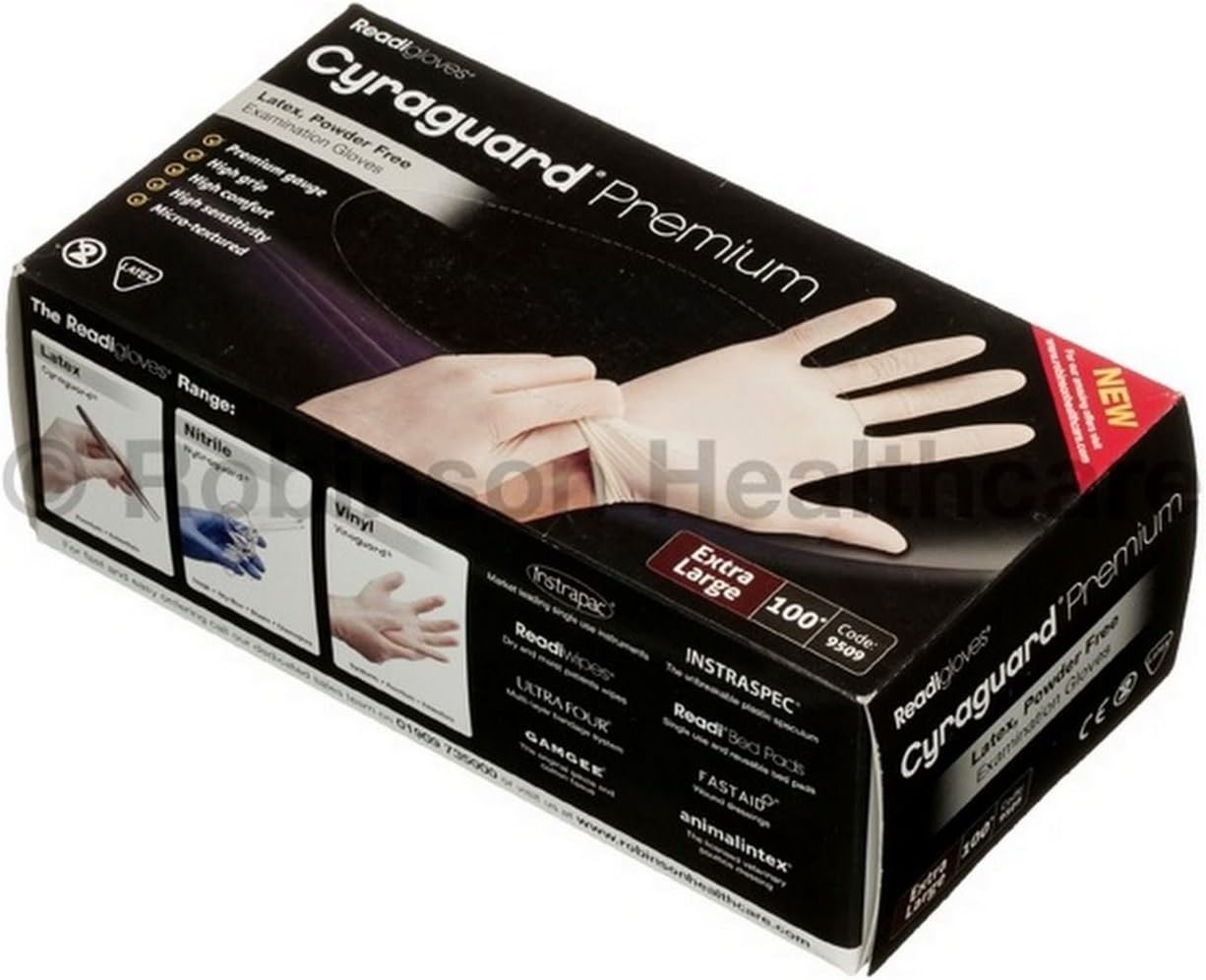 Cyraguard Premium Latex Gloves - Extra Large - Pack of 100