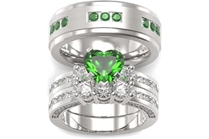 LOVERSRING TWO RINGS Wedding Ring Sets His And Hers Promise Ring Couples Bridal Sets Women 925 Sterling Silver square Cz Man Stainless Steel Brushed Finished Wedding Bands