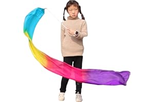 Winged Sirenny Youth Silk Ribbon Dancer Wand, Church Worship & Praise Adoration Dance Flag Banner, Juggling Play Silk Streamer with Rods.