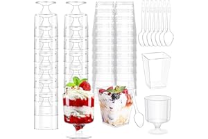 100PCS Dessert Cups with Spoons 100PCS 5 OZ Mini Clear Plastic Appetizer Parfait Cup 100 Spoon Small Fruit Ice Cream Mousse P