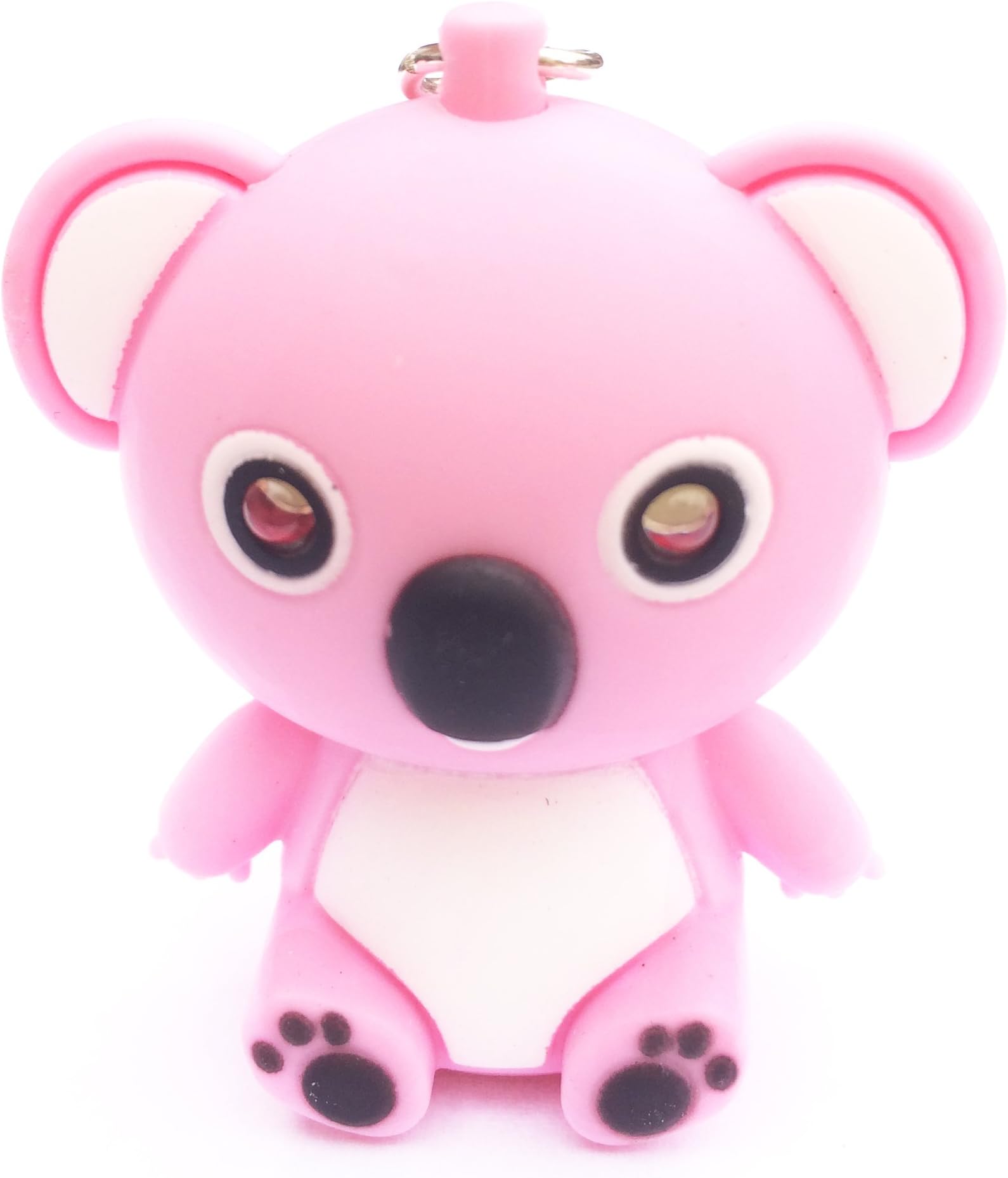 Dolphin.dyl New fashion Cute Lovely Cartoon Koala Bear LED white Light Flashlight Keychain Keyring with Sound (Pink)