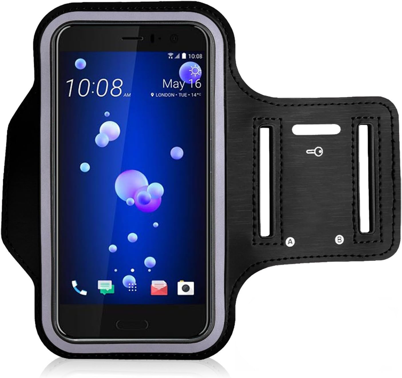 iPro Accessories HTC U11 Armband Case Sports, Running, Jogging, Walking, Golfing, Shopping, Rollerblading, With Key Slots Sports Gym Arm Band Case Cover (BLACK)