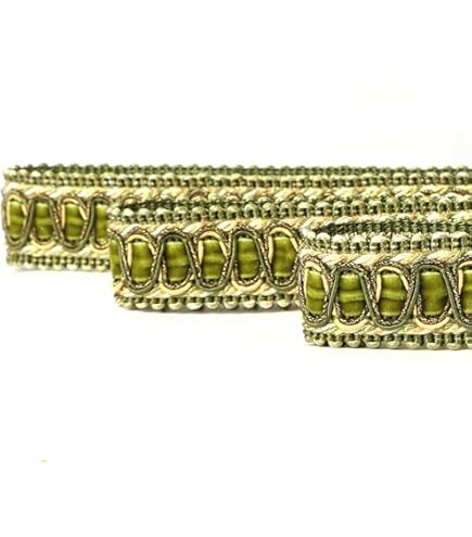 DÉCOPRO 2 (5cm) Wide Noblesse Collection Vintage Gimp Braid Trim (Style# 0200HG) Olive Garden Green (Color# 010) Sold by The Yard (36/3 ft/0.9m