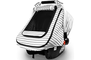 VAXAAPE Car Seat Covers for Babies,Baby Car Seat Cover for Boys Girls,Windproof Infant Carseat Cover,Kick-Proof Car Seat Canopy with Breathable Mesh Peep Window,Stripe Print