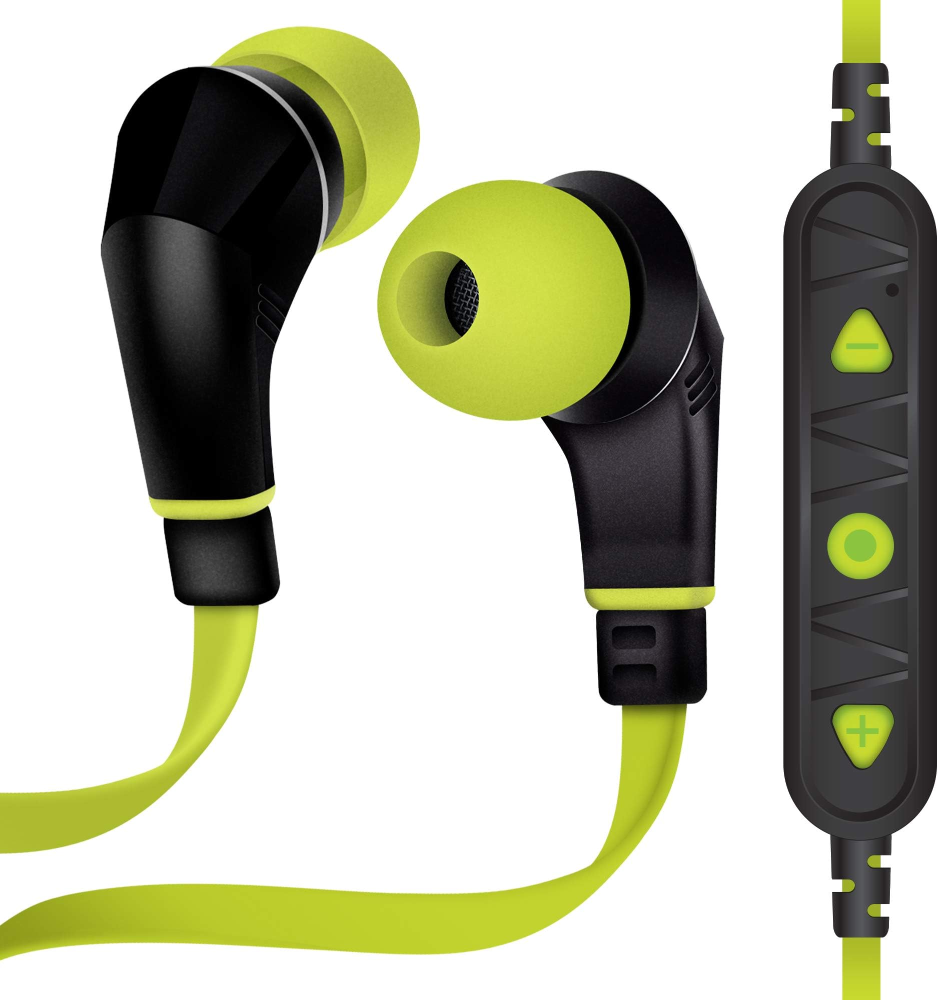 Naztech NX80w Wireless Superior Sound Earphones with Built-in Noise-isolating Mic & Control Button Switch Music & Calls. Sweat Resistant Ear Gels for Running, Gym & Workout (Lime/Green)