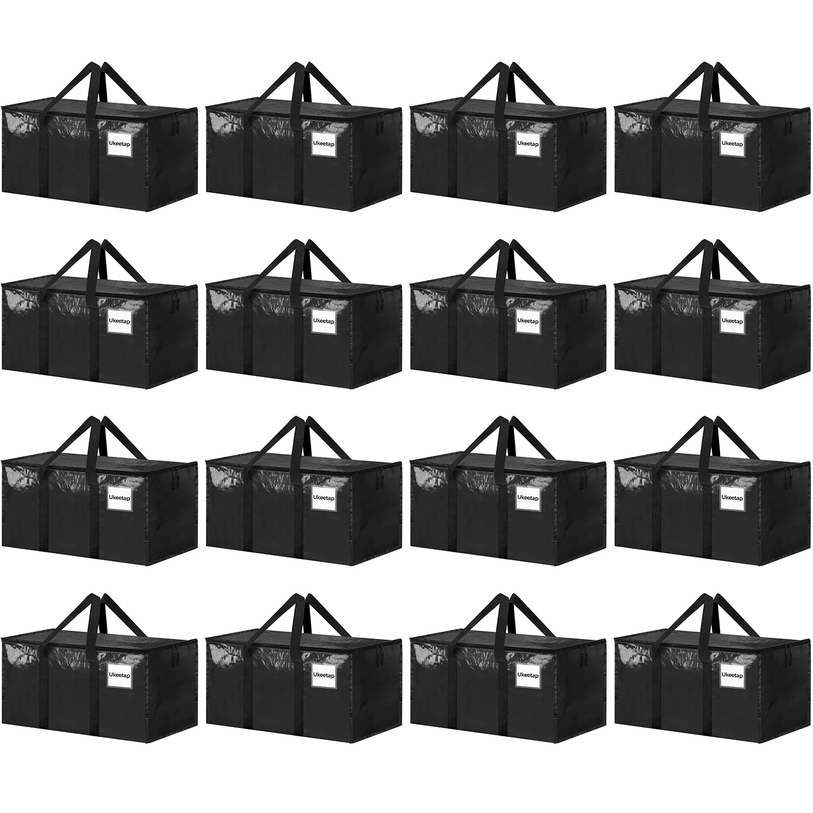 Photo 1 of 16 Pack Extra Large Heavy Duty Moving Bags, Black Storage Bins with Lids, Reinforced Handles & Heavy-Duty Zippers Moving Boxes Storage Bags Totes for Clothes Packing, Dorms, College Supplies, Black