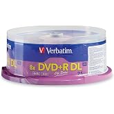 Verbatim LifeSeries DVD+R DL 8.5GB 8X Dual Layer Discs, 25 Pack