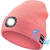 MOXTOYU Bluetooth Beanie with Light, USB Rechargeable LED Headlamp Winter Hat, Men Women Valentine's Day Gifts
